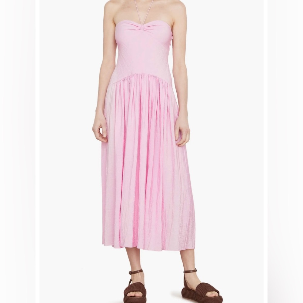 NWT Vince pleated halter neck dress with pockets  sz XS